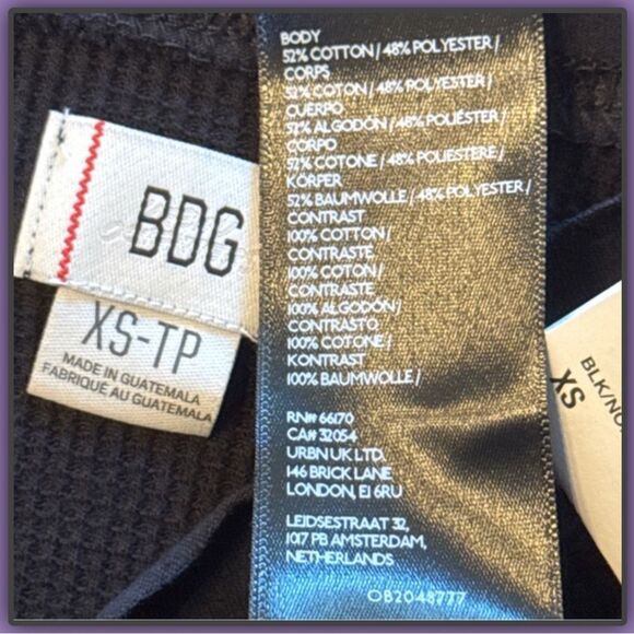 BDG Stella Boatneck Waffle knit Long Sleeve Tee Black - Picture 11 of 16